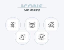 arrêter de fumer ligne pack d'icônes 5 conception d'icônes. mettre. cigarette. santé. cendrier. sentir vecteur