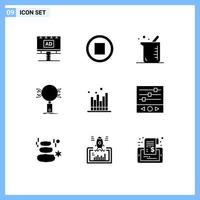 pack d'icônes vectorielles stock de 9 signes et symboles de ligne pour la recherche d'entreprise analyse d'informations plus importantes éléments de conception vectoriels modifiables vecteur