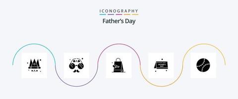 pack d'icônes glyphe 5 de la fête des pères, y compris la fête des pères. père. fête des pères. Date. Sac à main vecteur