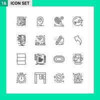 aperçu de l'interface mobile ensemble de 16 pictogrammes d'éléments de conception vectoriels modifiables fertiles de reproduction de tennis de sexe d'étrier vecteur