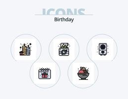 pack d'icônes remplies de ligne d'anniversaire 5 conception d'icônes. sac. fête. date d'anniversaire. glace. date d'anniversaire vecteur