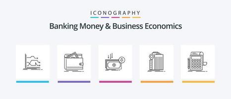 pack d'icônes de la ligne 5 de l'argent bancaire et de l'économie d'entreprise, y compris vers l'avant. offre. fonds. de l'argent. donner. conception d'icônes créatives vecteur