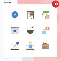 ensemble moderne de 9 couleurs et symboles plats tels que l'éducation à la cuisson des éléments de conception vectoriels modifiables vecteur