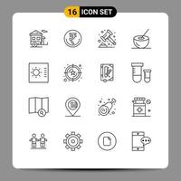 16 contours vectoriels thématiques et symboles modifiables d'éléments de conception vectoriels modifiables aux enchères de la loi indienne de la banque de noix de coco vecteur