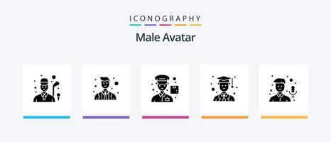 pack d'icônes de glyphe d'avatar masculin 5 comprenant un enregistreur. micro. courrier. l'audio. diplômé. conception d'icônes créatives vecteur