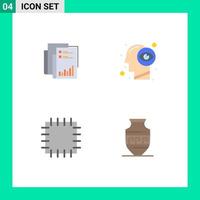 4 icônes plates universelles définies pour les applications web et mobiles rapport vision business paper patch éléments de conception vectoriels modifiables vecteur