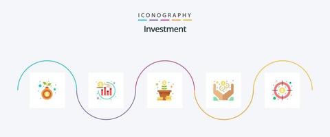 pack d'icônes d'investissement plat 5, y compris le profit. dollar. de l'argent. en ligne. mains vecteur