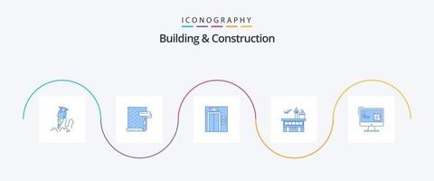 pack d'icônes bleues de construction et de construction 5, y compris le transport. expédition. réparation. transport. construction vecteur