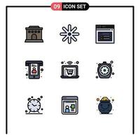 symboles d'icônes universels groupe de 9 couleurs plates modernes de chrono shopping web téléphone en ligne éléments de conception vectoriels modifiables vecteur