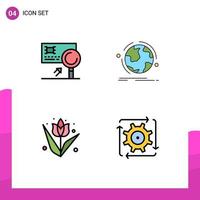 interface mobile ligne remplie ensemble de 4 pictogrammes de détection de réseau d'analyse éléments de conception vectoriels modifiables du monde de pâques vecteur