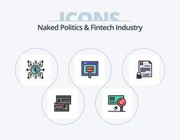 politique nue et ligne de l'industrie fintech remplie pack d'icônes 5 conception d'icônes. l'Internet. numérique. Sécurité. Contrat. Sécurité vecteur