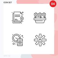 groupe de 4 signes et symboles de couleurs plates remplies pour refuser les éléments de conception vectoriels modifiables du temps de croissance de la sécurité de l'horloge vecteur