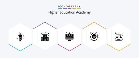 pack d'icônes de glyphes Academy 25 comprenant des échelles. solde. l'ordinateur. logo de l'école. badge vecteur