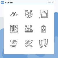 aperçu de l'interface mobile ensemble de 9 pictogrammes d'appareils de chance chimique de test de laboratoire convo éléments de conception vectoriels modifiables vecteur