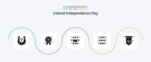 pack d'icônes glyphe 5 du jour de l'indépendance de l'irlande comprenant. drapeau. Irlande vecteur