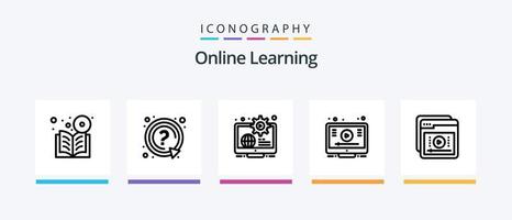 pack d'icônes de la ligne 5 d'apprentissage en ligne, y compris l'apprentissage. éducation. éducation. Support. marque. conception d'icônes créatives vecteur