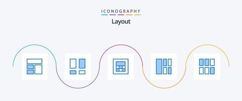 mise en page bleu 5 pack d'icônes comprenant la mise en page. Cadre. calculatrice. édition. interface vecteur