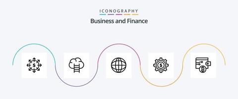 pack d'icônes de la ligne de financement 5, y compris. portefeuille. finance. de l'argent. processus vecteur