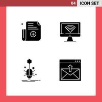 pack d'icônes vectorielles stock de 4 signes et symboles de ligne pour les éléments de conception vectoriels modifiables web de signal d'ordinateur d'araignée de formulaire vecteur