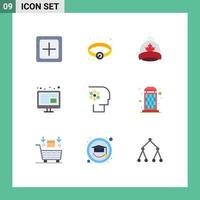 pack d'icônes vectorielles stock de 9 signes et symboles de ligne pour le contenu de l'écran de chapeau d'équipe de travail éléments de conception vectoriels modifiables vecteur