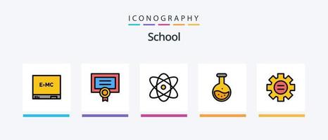 ligne scolaire remplie de 5 packs d'icônes, y compris l'heure. l'horloge. globe. alarme. éducation. conception d'icônes créatives vecteur