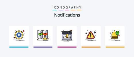 ligne de notifications remplie de 5 packs d'icônes, y compris envoyé. message. notification. options. pancarte. conception d'icônes créatives vecteur