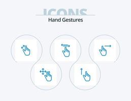 gestes de la main pack d'icônes bleues 5 conception d'icônes. droite. main. développer. gestes. toucher vecteur