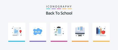 pack d'icônes plat 5 de retour à l'école, y compris des livres. retour à l'école. étudier. éducation. pages. conception d'icônes créatives vecteur
