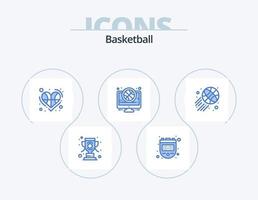 pack d'icônes bleues de basket-ball 5 conception d'icônes. correspondre. Jeu. Balle. basketball. joueur vecteur