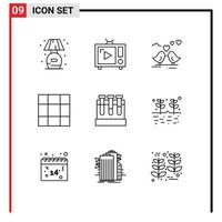 9 icônes créatives signes et symboles modernes de test lab vintage tv layout coeur éléments de conception vectoriels modifiables vecteur