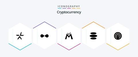 pack d'icônes de 25 glyphes de crypto-monnaie, y compris e dinar. crypto-monnaie. crypto. crypto. unité monétaire vecteur