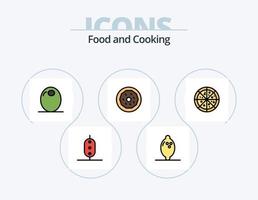 pack d'icônes remplies de ligne alimentaire 5 conception d'icônes. légume. pois. fruit. nourriture. olive vecteur