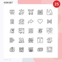 ensemble de pictogrammes de 25 lignes simples d'éléments de conception vectoriels modifiables de nouvelles de cheminée d'usine de réparation d'usines médicales vecteur