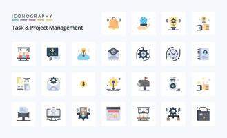 25 pack d'icônes de couleur plate de gestion de tâches et de projets vecteur