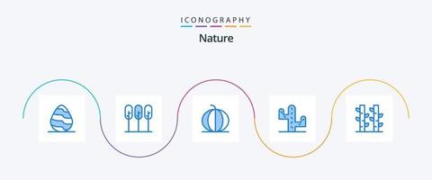 pack d'icônes bleu nature 5 comprenant une plante. Chine. la nature. bambou. cactus vecteur