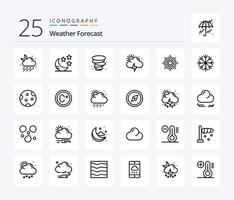 pack d'icônes météo 25 lignes, y compris la neige. la météo. la météo. ensoleillé. Soleil vecteur