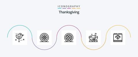 pack d'icônes de la ligne 5 de thanksgiving, y compris le poinçon. boire. tarte. dîner. tarte vecteur