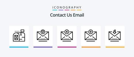 pack d'icônes e-mail ligne 5, y compris e-mail. ajouter. e-mail. boîte. e-mail. conception d'icônes créatives vecteur