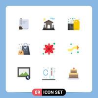 symboles d'icônes universels groupe de 9 couleurs plates modernes de boîte d'étiquette de maison de cadeau éléments de conception vectoriels modifiables vecteur