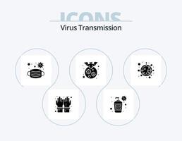 pack d'icônes de glyphe de transmission de virus 5 conception d'icônes. coronavirus. virus. Visage. couronne. chauve souris vecteur