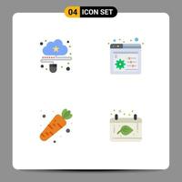 4 pack d'icônes plates d'interface utilisateur de signes et symboles modernes du panneau de souris de nourriture de nuage automne éléments de conception vectoriels modifiables vecteur