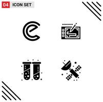 ensemble de 4 symboles d'icônes d'interface utilisateur modernes signes pour l'énergie pièce santé crypto monnaie présentation tubes à essai éléments de conception vectoriels modifiables vecteur