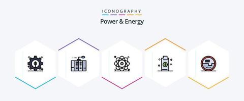 puissance et énergie 25 pack d'icônes fillline comprenant la construction et les outils. énergie. atome. électricité. Puissance vecteur