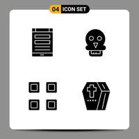 4 icônes créatives signes et symboles modernes de la grille de connexion smartphone crâne de mort page éléments de conception vectoriels modifiables vecteur
