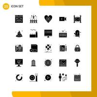25 concept de glyphe solide pour les sites Web mobiles et les applications caméra d'écologie de l'interface utilisateur de jardin comme des éléments de conception vectoriels modifiables vecteur