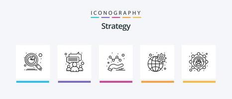 Pack d'icônes de la ligne de stratégie 5, y compris le succès. Partenariat. analytique. idée. Créatif. conception d'icônes créatives vecteur