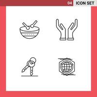 ensemble de 4 symboles d'icônes d'interface utilisateur modernes signes pour le défilé de sécurité du tambour mains globe éléments de conception vectoriels modifiables vecteur