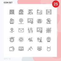 groupe de 25 lignes de signes et de symboles pour le château protégé par le droit d'auteur des éléments de conception vectoriels modifiables vecteur