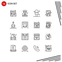 16 contours vectoriels thématiques et symboles modifiables d'éléments de conception vectoriels modifiables sport enfant glace étoile arbre vecteur