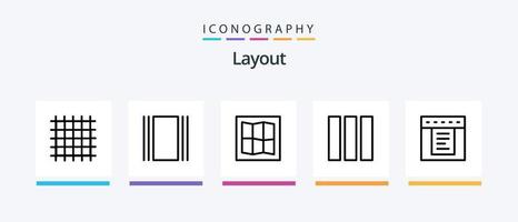 pack d'icônes de la ligne de mise en page 5, y compris la structure. disposition. rationaliser. la toile. disposition. conception d'icônes créatives vecteur